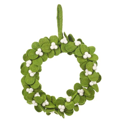 Handgemachte Filz Fair Trade Mistelkranz Weihnachtsdekoration