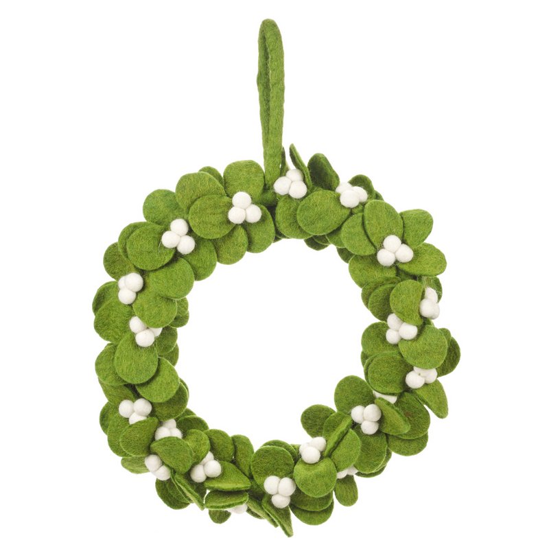 Handmade Felt Fair trade Mistletoe Wreath Christmas Décor