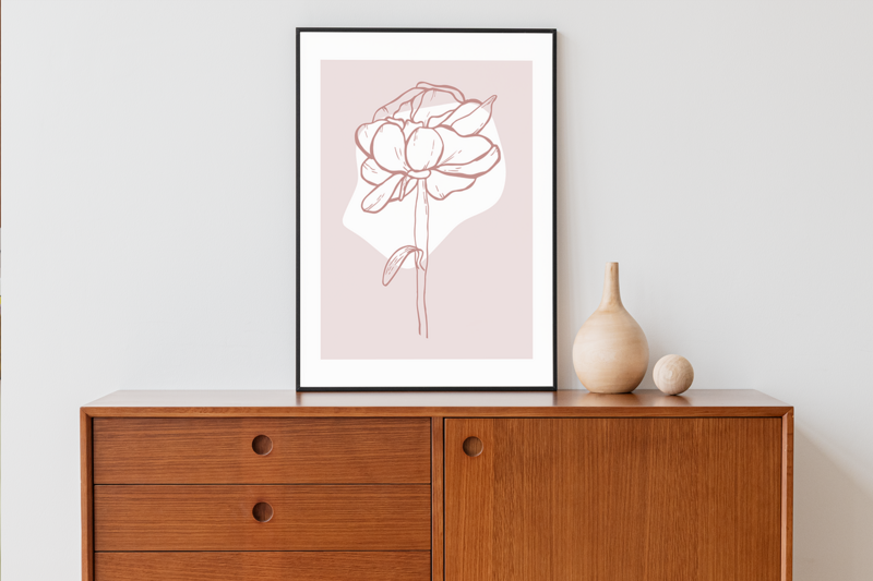 Rosa Pfingstrose abstraktes Boho-Poster