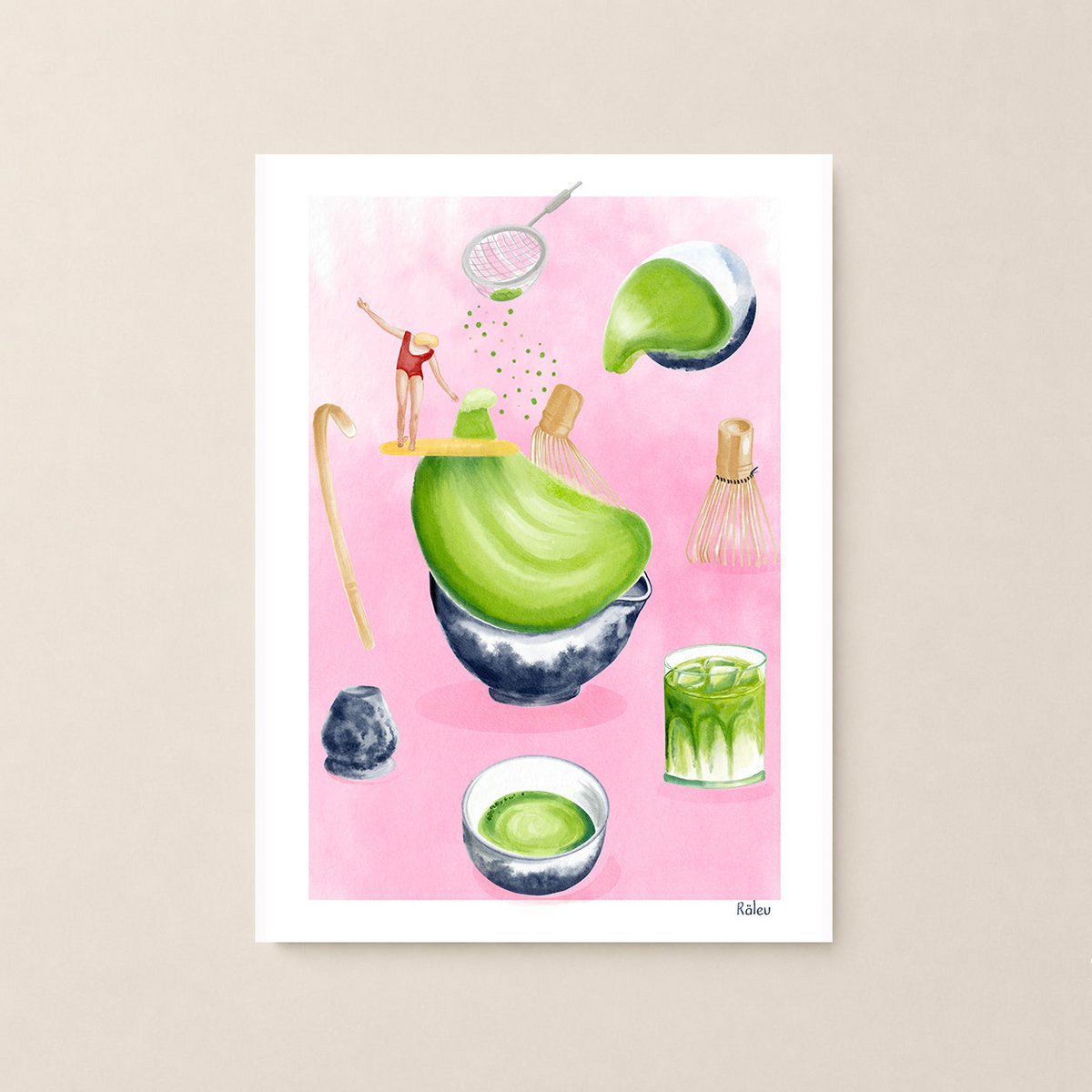 Matcha akvarel kunsttryk