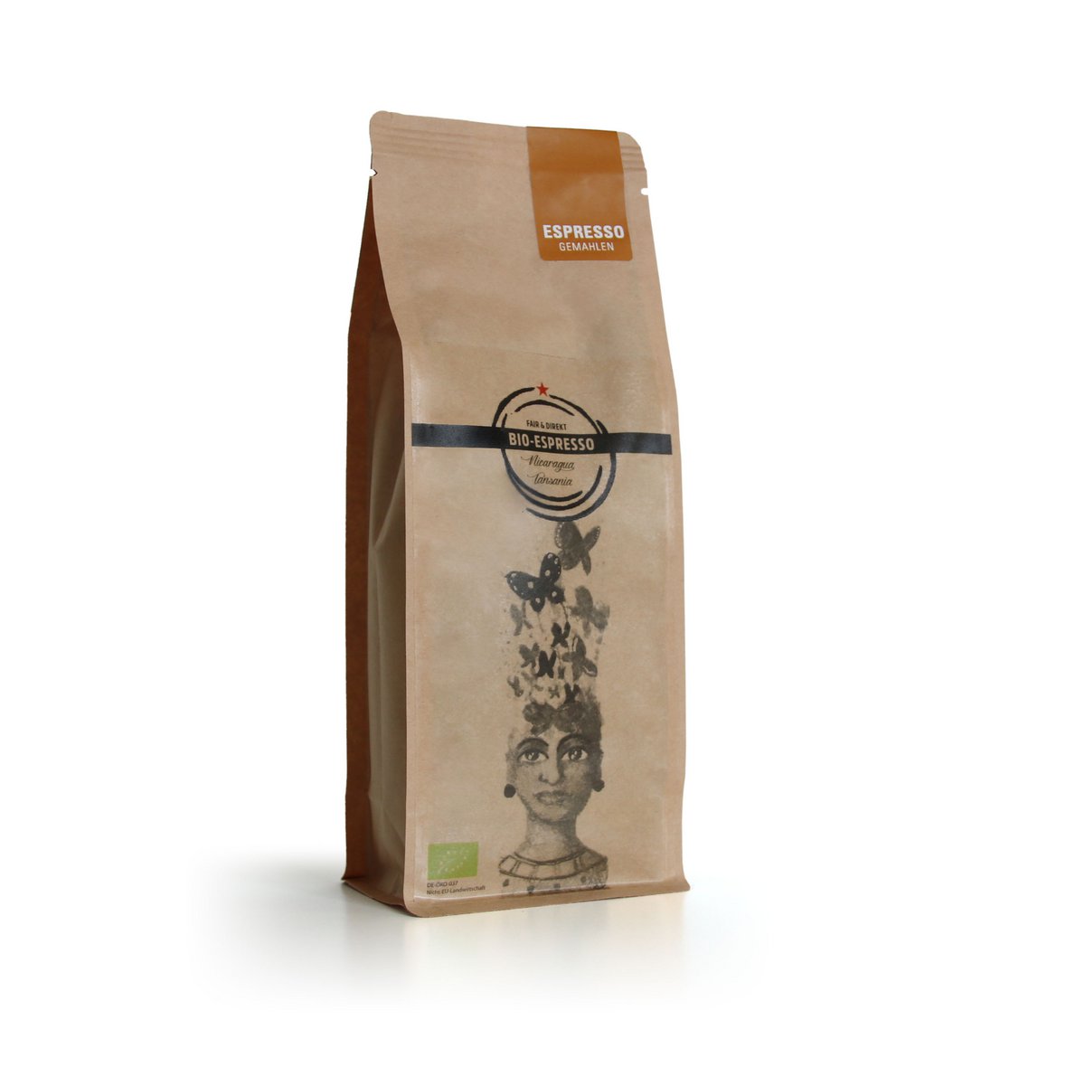 Økologisk espressoblanding Nicaragua/Tanzania, 250 g, malet