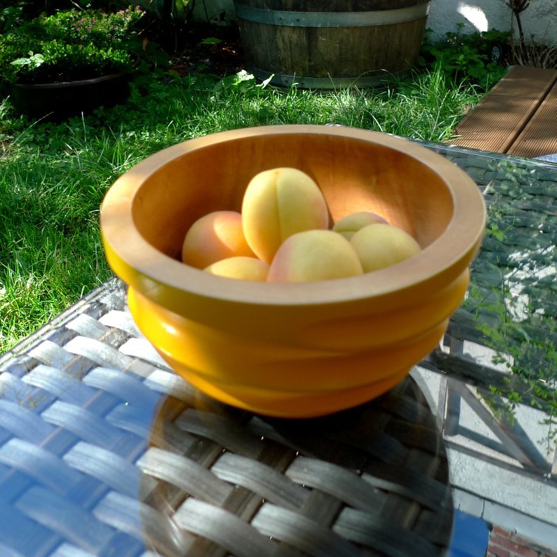 Wooden bowl - fruit bowl - salad bowl - model Twist - yellow