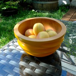 Houten schaal - fruitschaal - slakom - model Twist - geel