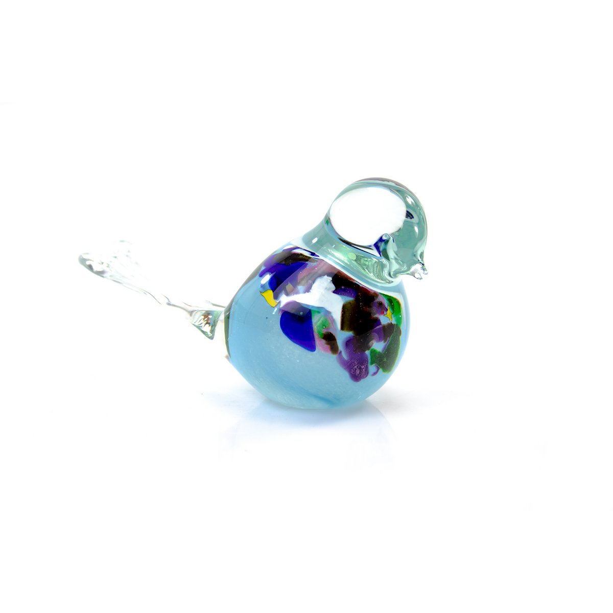 Blauwe Vogel van Glas - multicolor - ø 12 cm - Handgemaakt