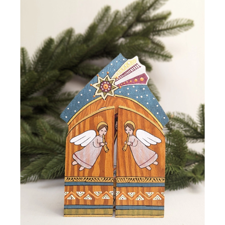 Håndmalet Nativity Play House i træ