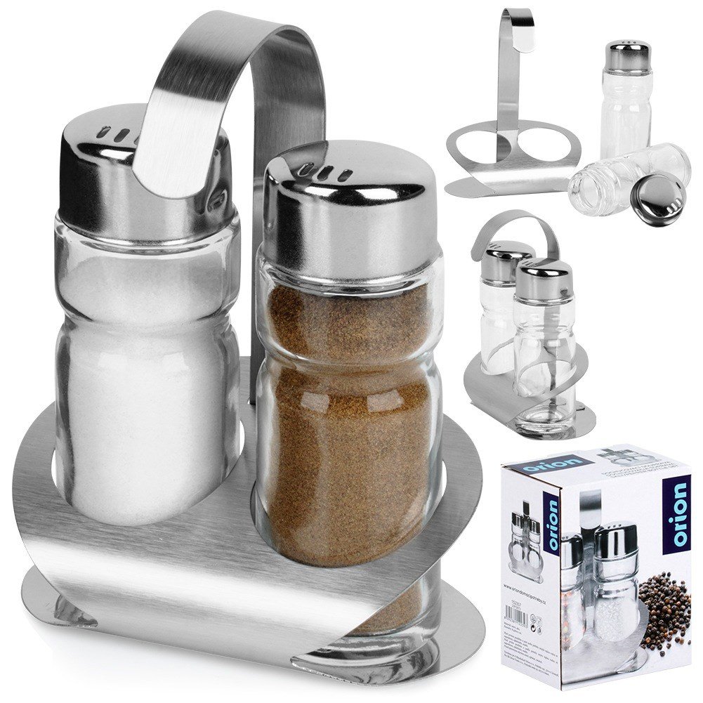 Salt and Pepper Shakers with Stand 3 pcs