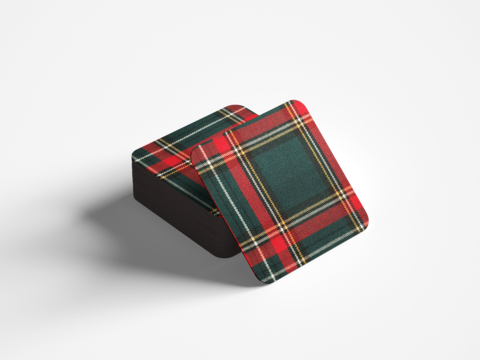 Tartan Coaster 10x10cm - GREEN/RED SQUARES