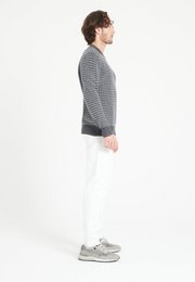 ZACH 3 Kasjmier trui met ronde hals en 4-draads tweekleurig jacquardpatroon