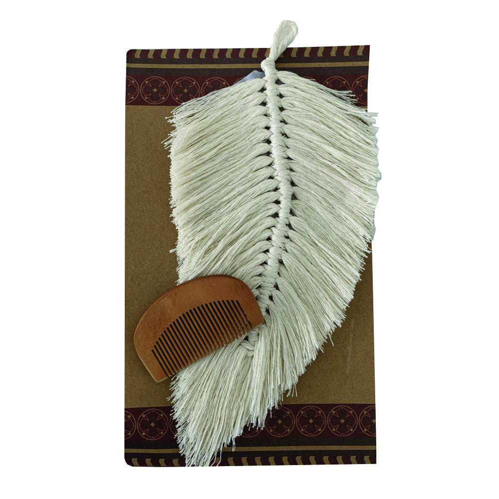 Decoración de pared macramé Pluma Blanco