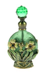 Parfümflasche mit Blumen grün verziert