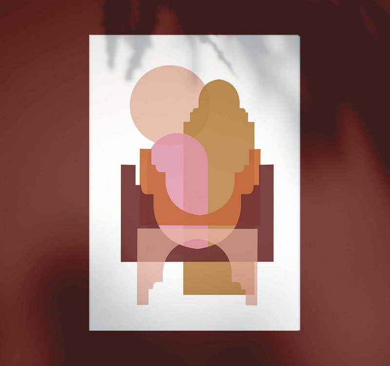 A3 Poster - Marrakesch Formen - Terrakotta / Pink Kopie 1