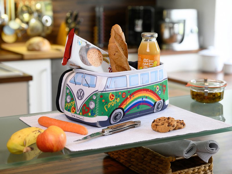 Volkswagen VW T1 Bus 3D Borsa Universale in Neoprene, Grande - Love Bus/Verde