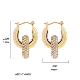 Boucles d'oreilles Punk cercle pendentif brillant strass en acier inoxydable, boucles d'oreilles pendantes ovales rondes antirouille, bijoux Huggie de fête en Zircon, nouveau