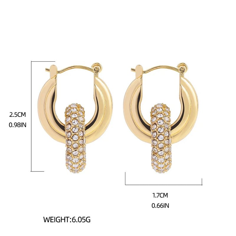 Boucles d'oreilles Punk cercle pendentif brillant strass en acier inoxydable, boucles d'oreilles pendantes ovales rondes antirouille, bijoux Huggie de fête en Zircon, nouveau
