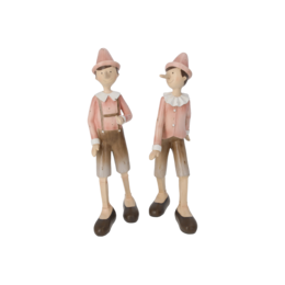 Pair of pink resin Pinocchios h 28 cm