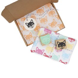 Smiling Fox Head Wooden Rubber Stamp