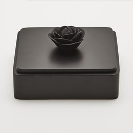 Gelakte houten kist 15 cm - ZWART ROSE