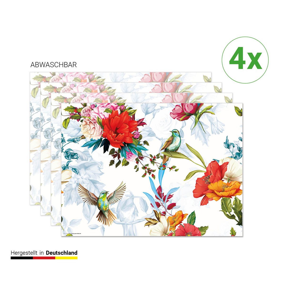 Colorful hummingbirds with wildflowers | Place mats made of premium vinyl 44 x 32 cm - 4 pieces