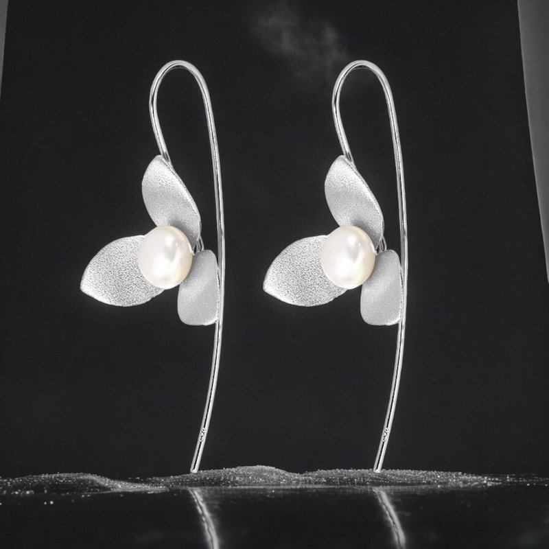 Boucles d'oreilles Orchidée avec Perle en Argent Sterling 925 – OHR925-147