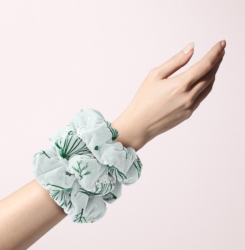 Scrunchie in velluto Soft Touch - Motivo aneto