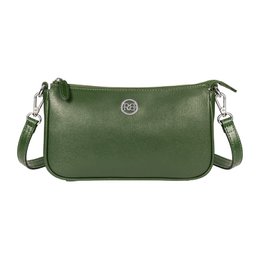 RB1037E | GRETA Damen-Umhängetasche aus echtem Saffiano-Leder, hergestellt in Italien. Grüne Farbe