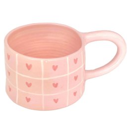Mary Mug – Tasse en céramique faite à la main avec cœurs et carreaux 400 ml