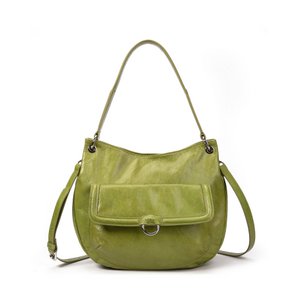 Zuurgroene hobo lederen tas