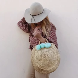 Panier de plage pompons mint
