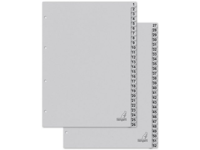 ECO tab Kangaro A4 numbers 180gr gray cardboard 4r 52pcs FSC
