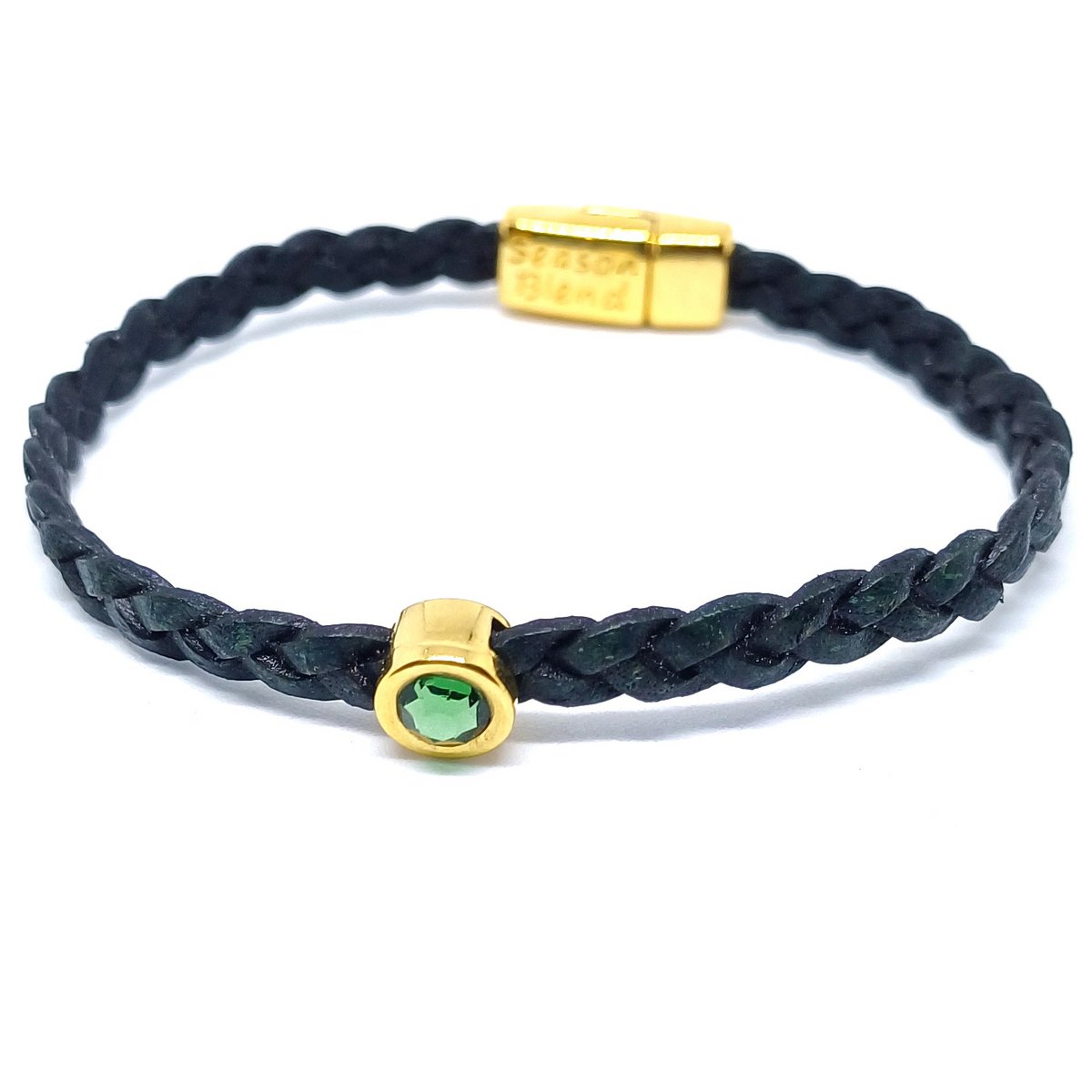Shorty flettet læderarmbånd 24K forgyldt