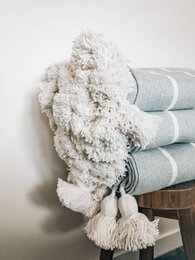 moroccan Blanket Moroccan throw blanket , Moroccan PomPom