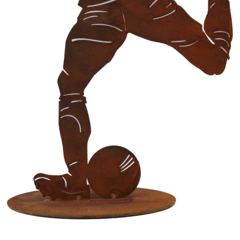 Footballer Player with Ball | Decoration figure made of metal rust |