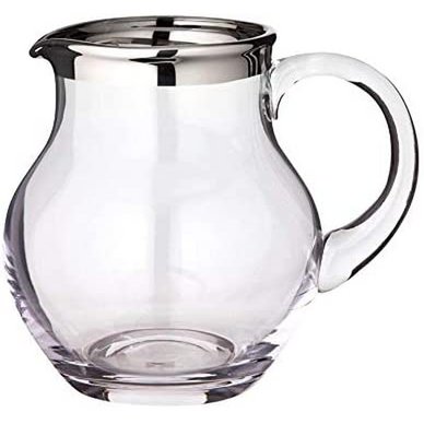 Dzbanek EDZARD Olivia, ręcznie dmuchane szkło kryształowe z platynowym brzegiem, wysokość 17 cm, pojemność 1,5 litra