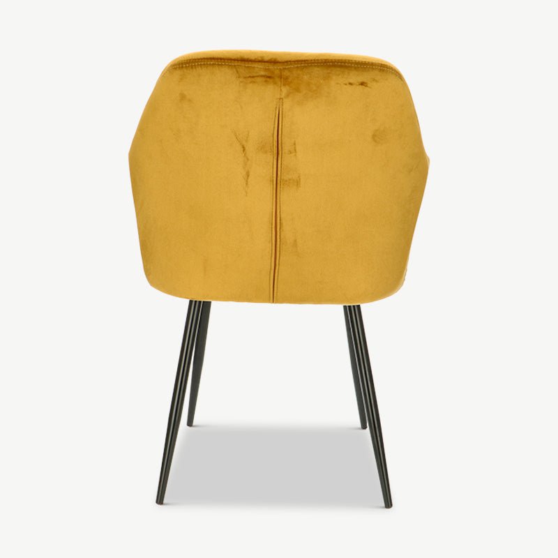 Silla de comedor Vinny, terciopelo amarillo y patas negras