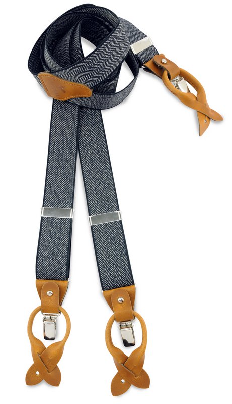 Sir Redman suspenders combi pack Herringbone pattern blue