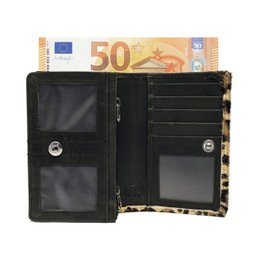 Portafoglio Donna Pelle Nera RFID In 10 Stampe