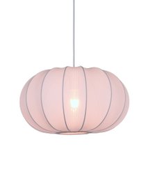 Beige pendant lamp with a round, pumpkin-shaped design. Made of fabric material, providing a soft, diffused lighting effect.