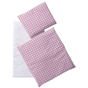 Van Dijk Toys Bedding pink/white checkered 3-piece - Pink