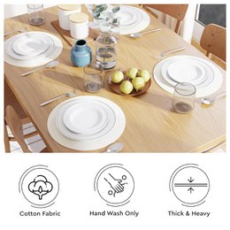 Manteles individuales | Comedor Algodón Acanalado Diámetro Blanco | Juego de 4