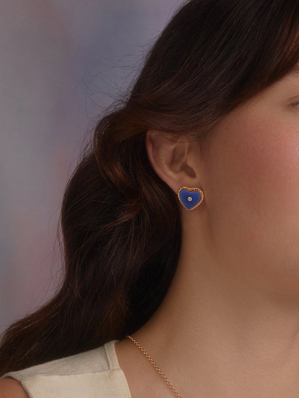 Lovelight vergoldete blaue Herz-Ohrstecker