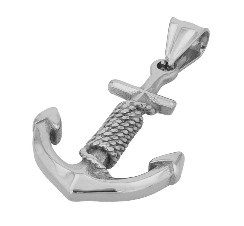Accent anchor pendant "Elyssar", stainless steel, silver-colored