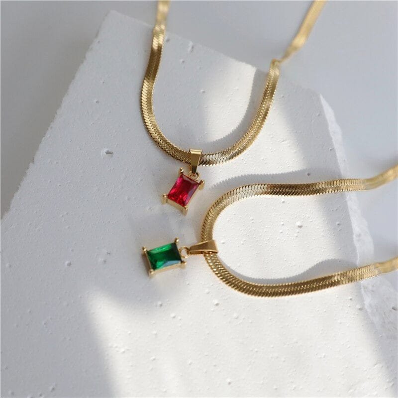 Cassidy - Snake Chain Crystal Charm Necklace