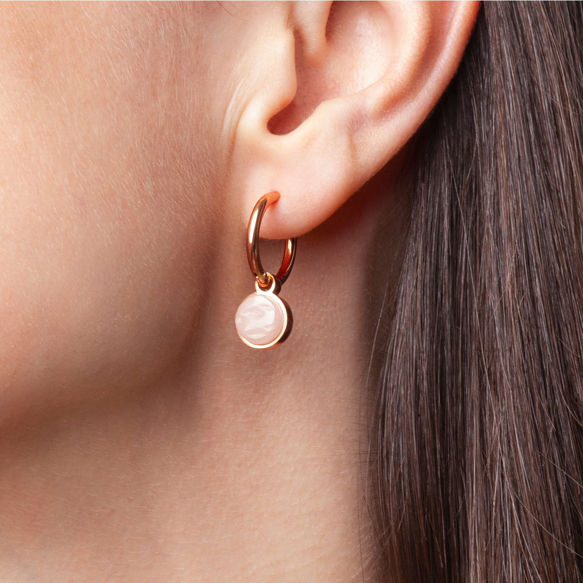 Orecchini a cerchio in oro rosa con pendente • Orecchini Mix & Match
