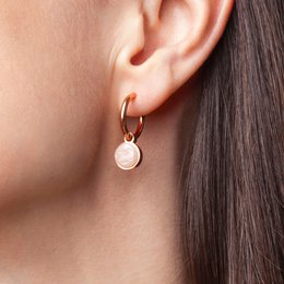 Orecchini a cerchio in oro rosa con pendente • Orecchini Mix & Match