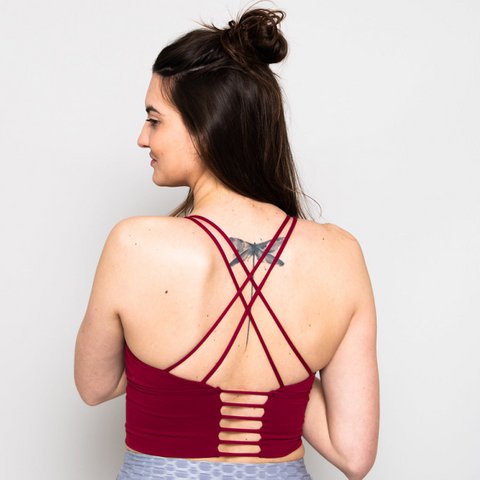 Cross Back Sports Bra - Burgundy