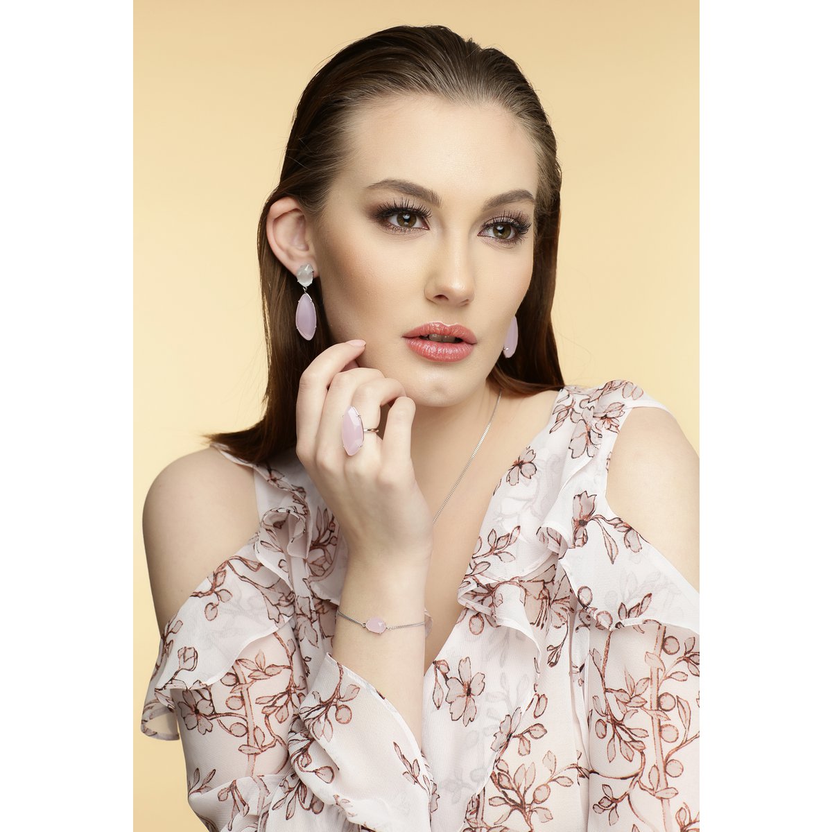 Collier en argent avec pierre rose | Rose poudré