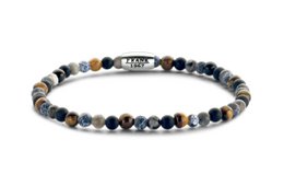 Multicolor beaded bracelet with a mix of different colored beads in a woven design.