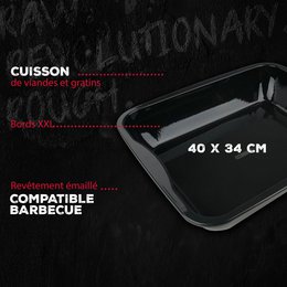 Set of 2 enameled steel oven dishes 40 x 34 cm FM Professional Barbecue