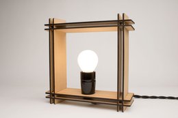 Hashtag LAMP No. 1 vierkante walnoot – Minimalistische dimbare tafellamp – Kerstcadeau