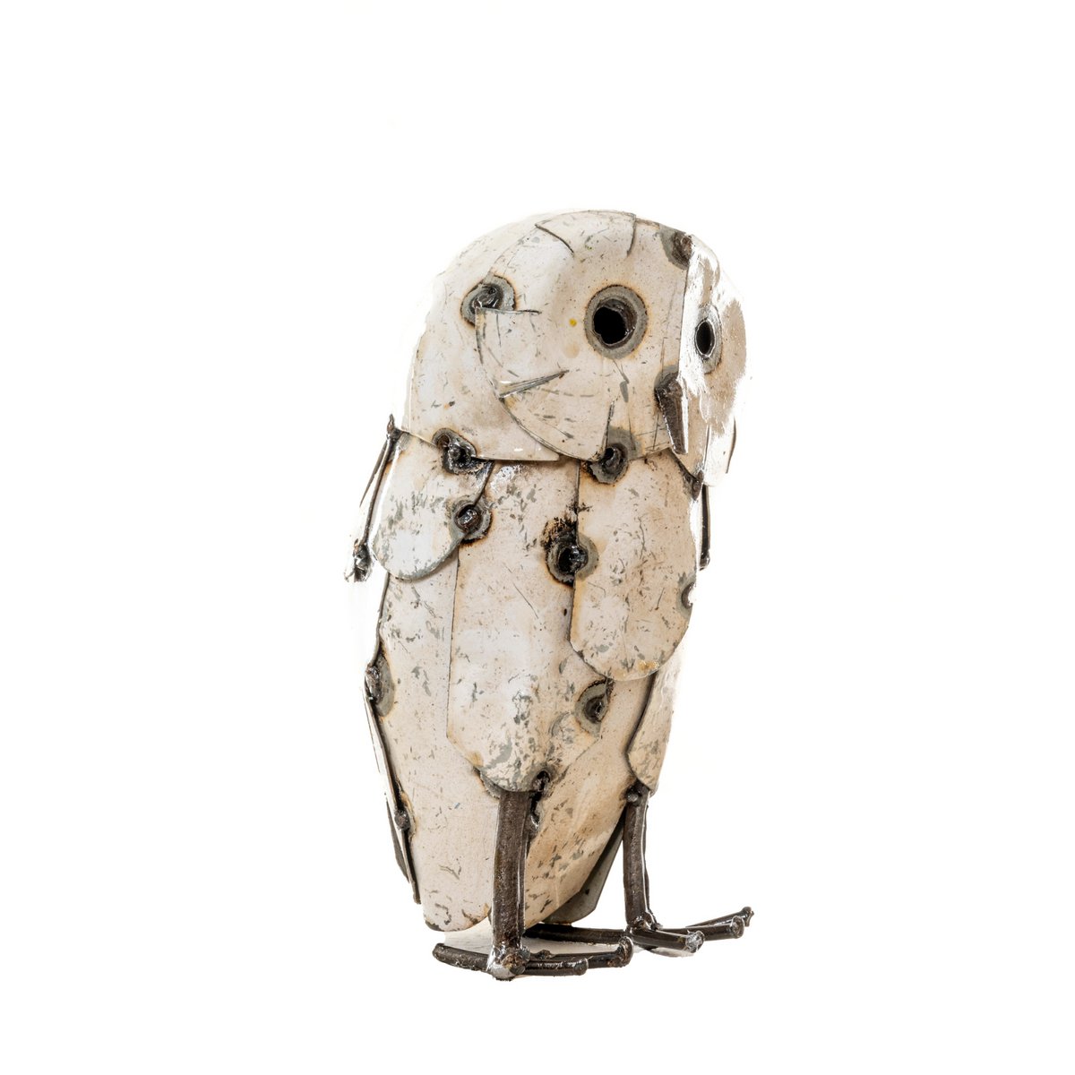 Majestueuze metalen grote WITTE uil